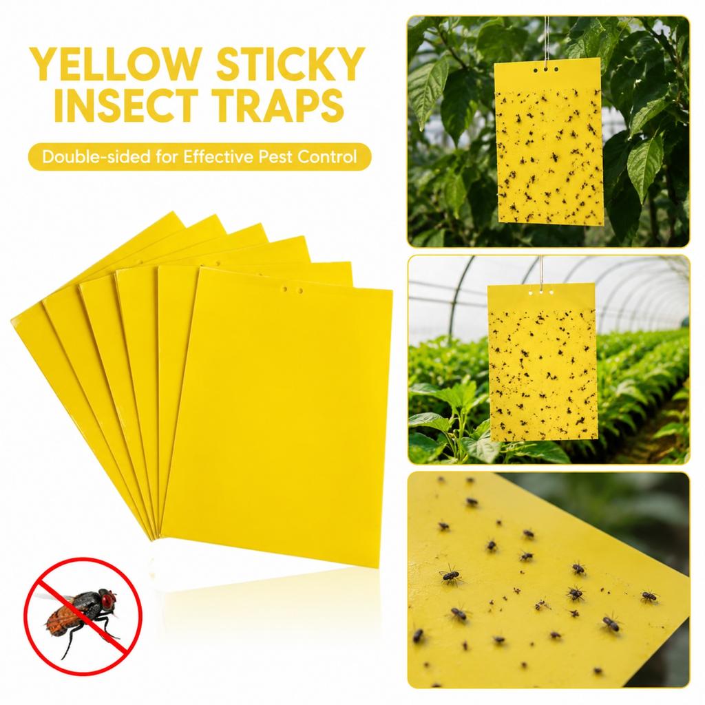 20 Pack Sticky Fly Trap Boards Double Sided Adhesive Insect Catcher Sheets 20x30cm Pest Control Flypaper for Small Flying Insects