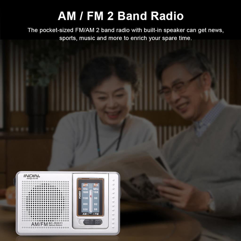 -R2011 AM FM Radio 2 Band Radio Receiver Portable ket Radio Built-in Spker w/ Hdphone Telescopic