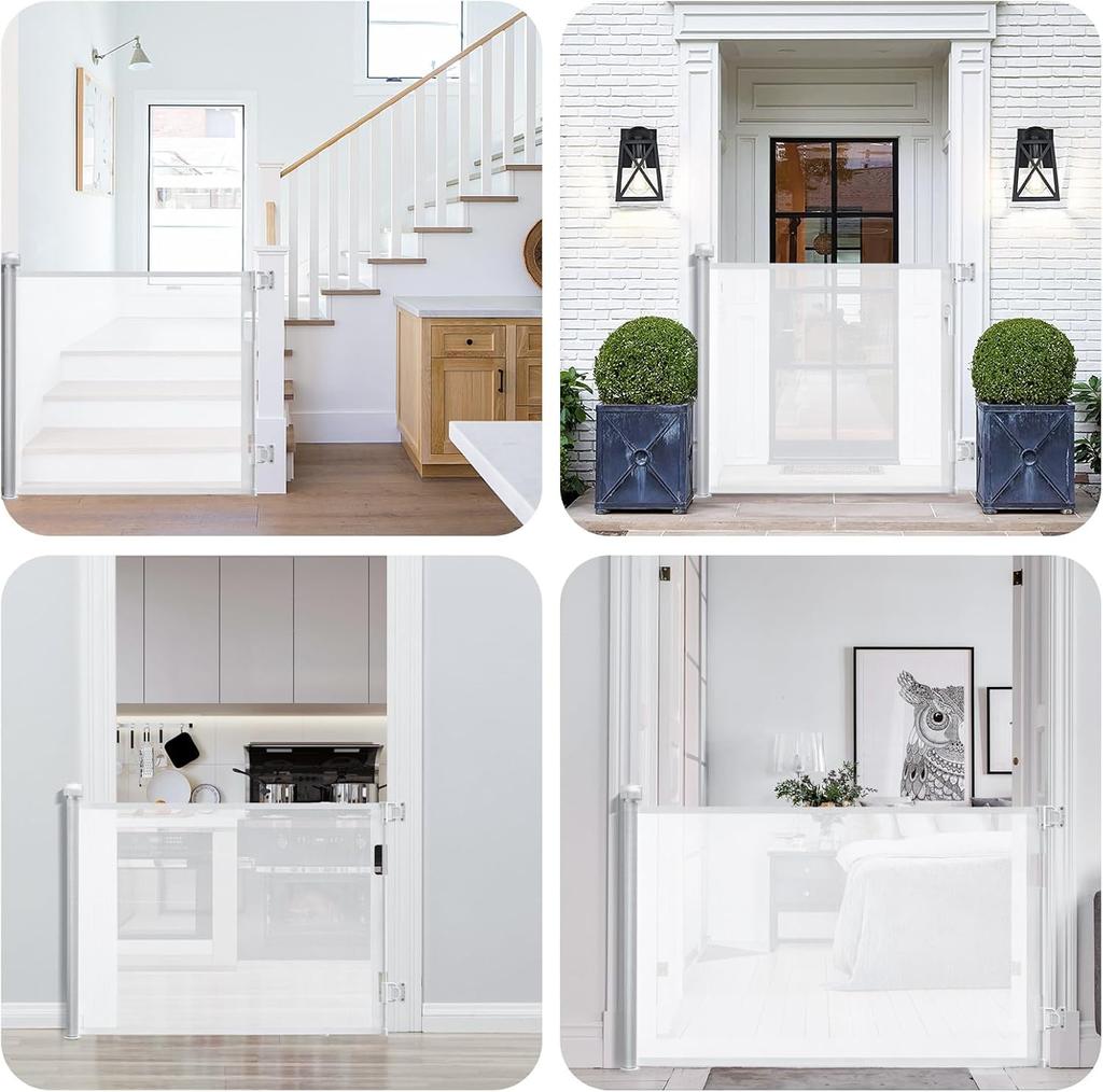 Безопасность на роликах для младенцев Ширина установки до высоты предотвращения побега кошки 86 см Ворота, рулон, ворота, лестницы, 150 см, собака, кошка, забор, (Белый, 150см)