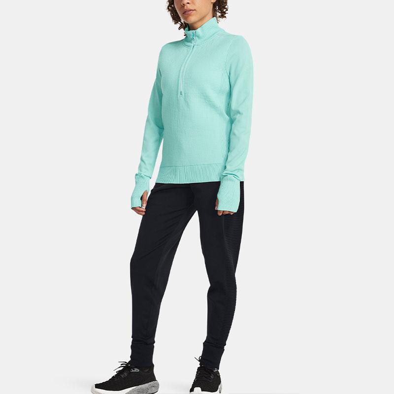 Under Armour IntelliKnit Run ½ молния однотонный цвет светоотражающие полосы дышащий теплый трикотажный топ женский топы New-Teal 1378169-361