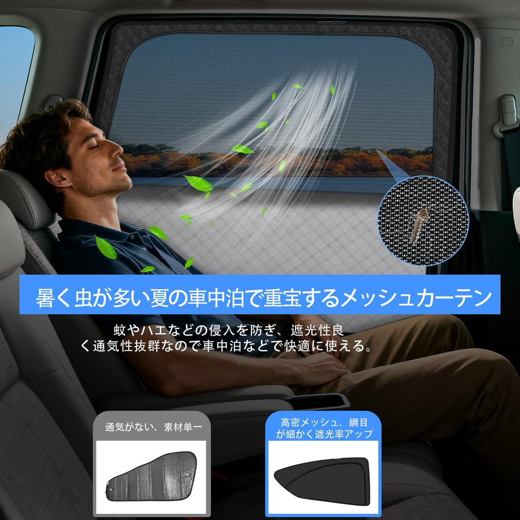 New Aqua Dedicated Sunshade with Magnetic Rear Seat Ventilation and Integrated Car AQUA Mesh Sun UV Light Insect and Ventilation for Rear 2 Japanese