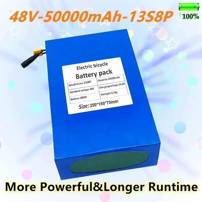 Super Durable 48V 50000mAh Battery 18650 13S8P Lithium Battery Pack 1000W Power Battery Built-in 50A BMS with Charger