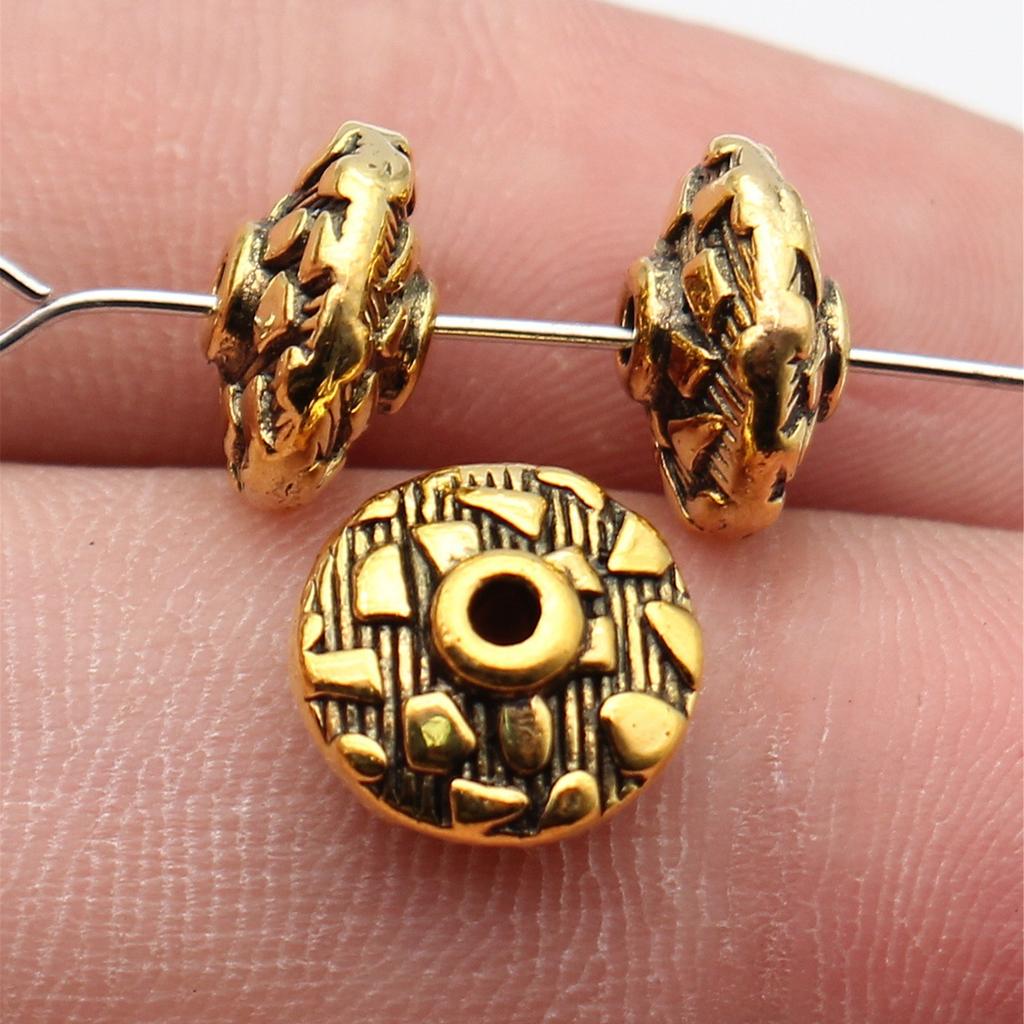 10pcs 11x11x6.3mm 2 Colors Antique Copper Color Antique Gold Color Spacer Beads Zinc Alloy Jewelry Findings