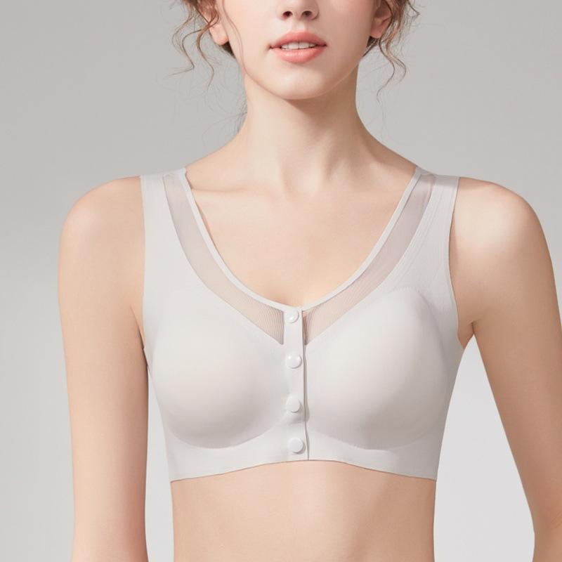 Бюстгальтер на пуговицах спереди, женский бюстгальтер на косточках, жилетного типа, бесшовный, больших размеров, летний тонкий бюстгальтер