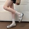 Inner height increase sweet bow shallow mouth single shoes women's new fashion skirt Mary Jane small leather shoes