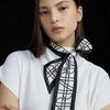 AVVINA PELLE Long Twilly Silk Scarf - AP Black/Cream