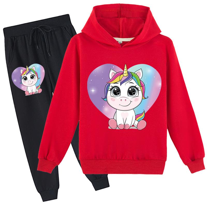 Fashion Unicorn Kids Clothes Sets Hoodie + Pants Two Piece Set Hooded Sweatshirts Suits for Boys and Girls