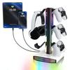 Универсальная подставка для игрового контроллера и наушников с RGB-подсветкой и органайзером для стола, разноцветная (Совместимо с PS5/Xbox/Switch)