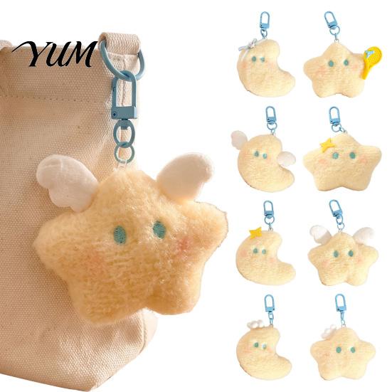 Charming Accessories for Totes Star Moon Plush Pendant, Cute Keychain Charm Adorable Charms Students with Lobster Clasp, Soft Stuffed Pendant