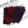 Etiquette Women Soft Warm Solid Elastic Full Finger Mittens Gold Velvet Gloves Driving Gloves