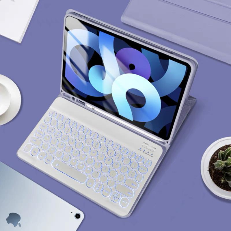 Защитный кожаный чехол для планшета Samsung S10FE с подсветкой и круглыми клавишами для A9+/A11Plus/S10Lite.