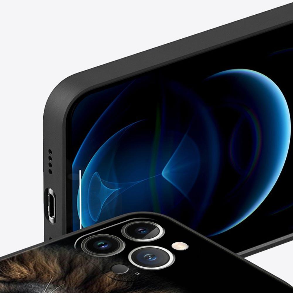 Чехол для телефона 'Лев Альфа-самец Львенок' для iPhone 17 16 15 Pro Max 11 12 13 14 7 8 Plus SE 2020 X XR XS Мягкий Черный