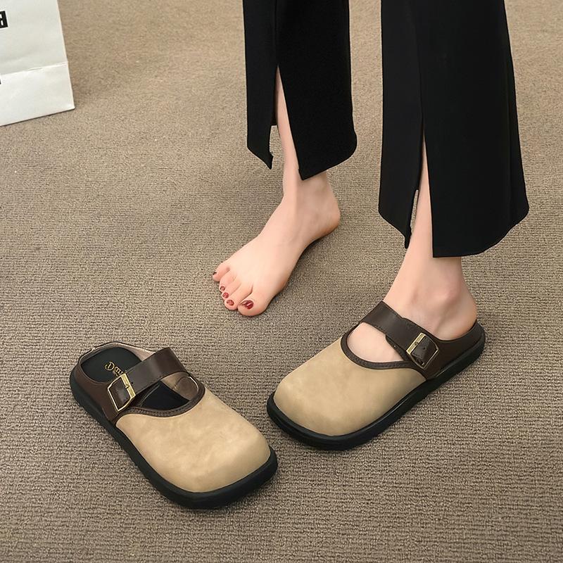 Slippers Women's Spring and Summer Outer Wear 2025 New Half-tray Women's Shoes Platform Bag Head Half-slippers Sandals