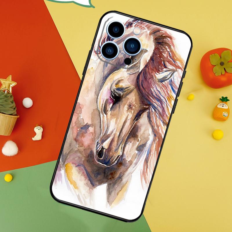 Чехол для телефона с эскизом лошади для iPhone 17 Pro Max 16 15 14 13 12 11 Pro Max Plus 12 13 Mini 16e 17 Air Cover