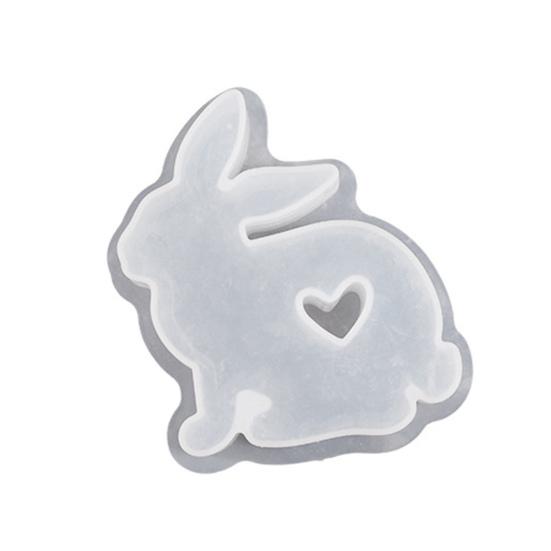 Easter Bunny Candle Silicone Mold Hollow Love Heart Non-stick DIY Homemade Aromatherapy Scented Candle Decoration Gypsum Epoxy Resin Casting Mould