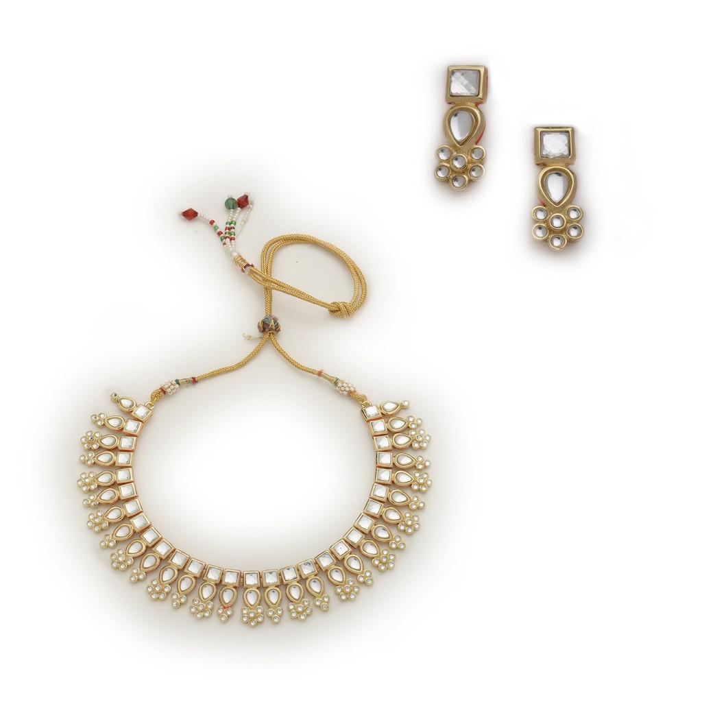 Комплект традиционных позолоченных украшений Estele Kundan для женщин