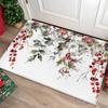 Счастливого Рождества Сосновые шишки Остролист Красная ягода Нескользящий придверный коврик Входной приветственный коврик Коврик для ног у кровати в спальне Рождественские украшения