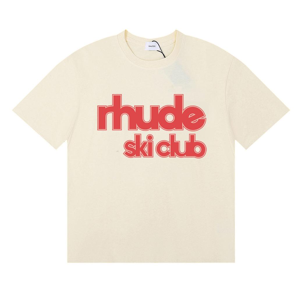 24SS cross-border European and American tide brand RHUDE micro-label letter skull print short-sleeved t-shirt men's and women's American high street