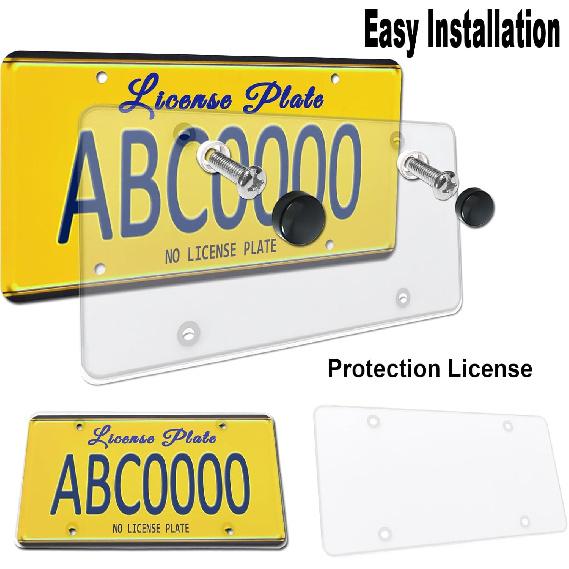 2 Pack License Plate Covers- Clear Flat License Plate Cover, Novelty Unbreakable Car Tag Frame Protector For Vehicles/Trucks, With Screws, Black