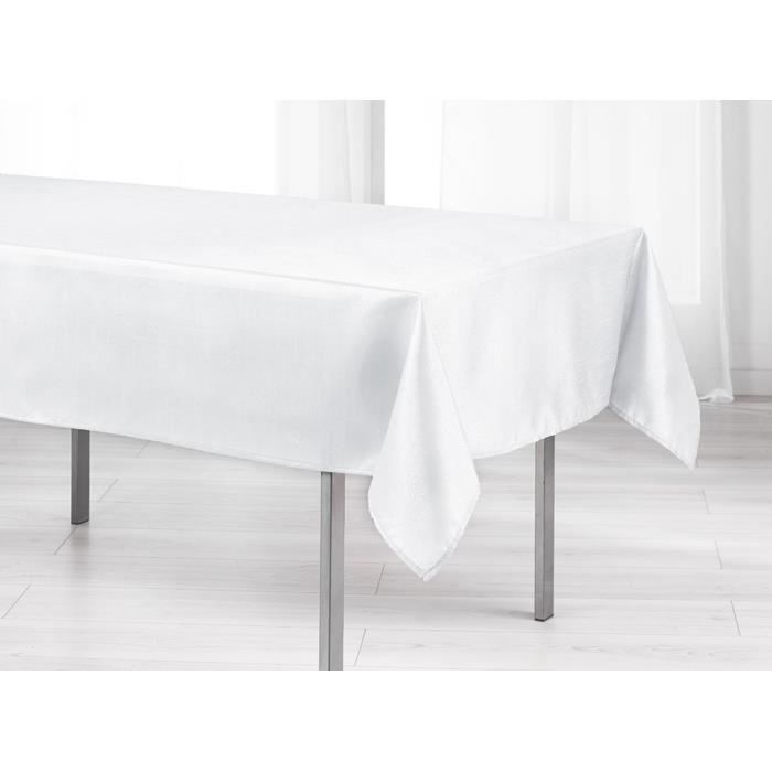 Nappe Rectangulaire - SCINTILLE - 140x200 Cm - Blanc Brillant - Tissu Shantung - Antitaches