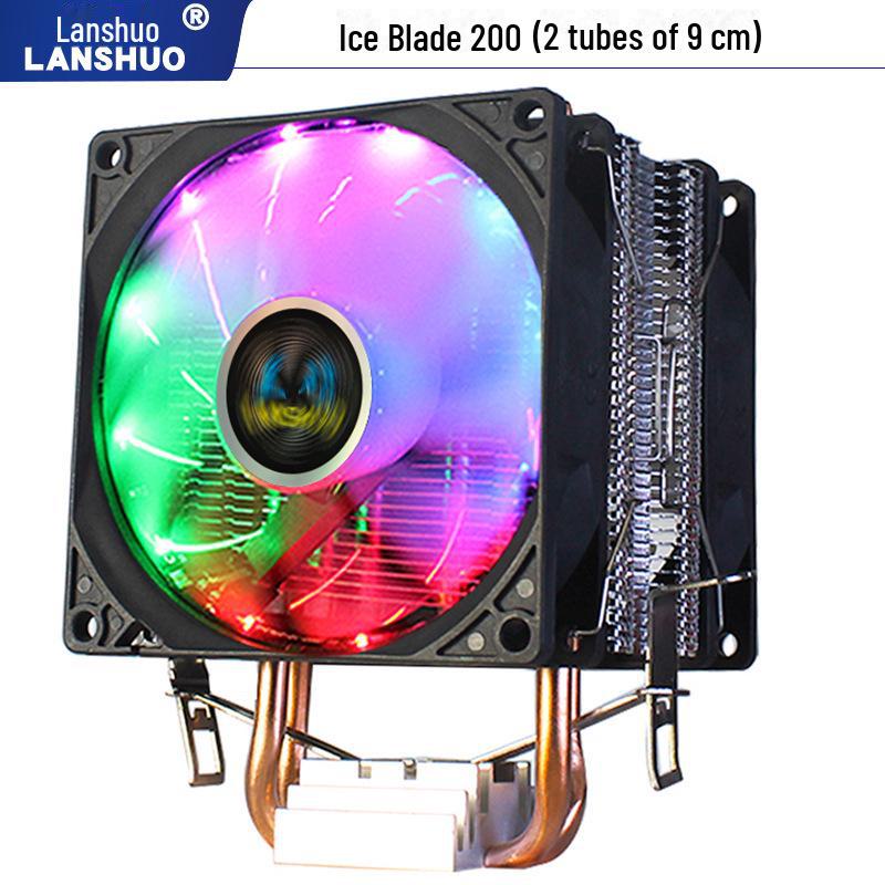 Радиатор для ЦП 12-го поколения с двумя медными трубками, бесшумный вентилятор со светодиодной подсветкой для настольных ПК, совместимый с сокетами 1150/1366/1700.