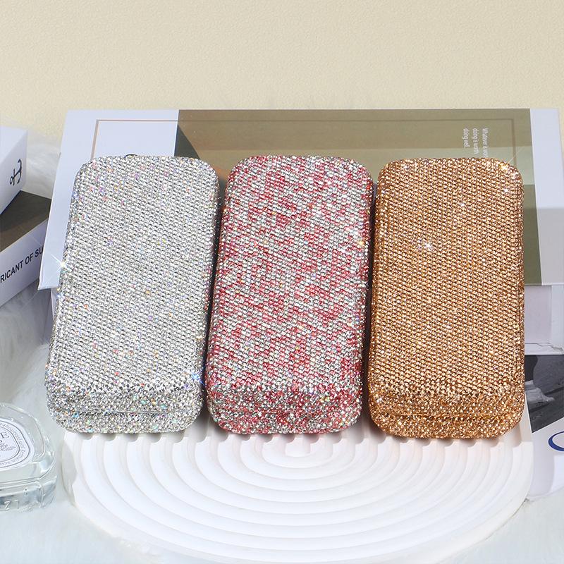 Cross-Border Hot-Selling Diamond Inlaid Car Sunglasses Storage Box - Portable and Stylish Car Interior Solution