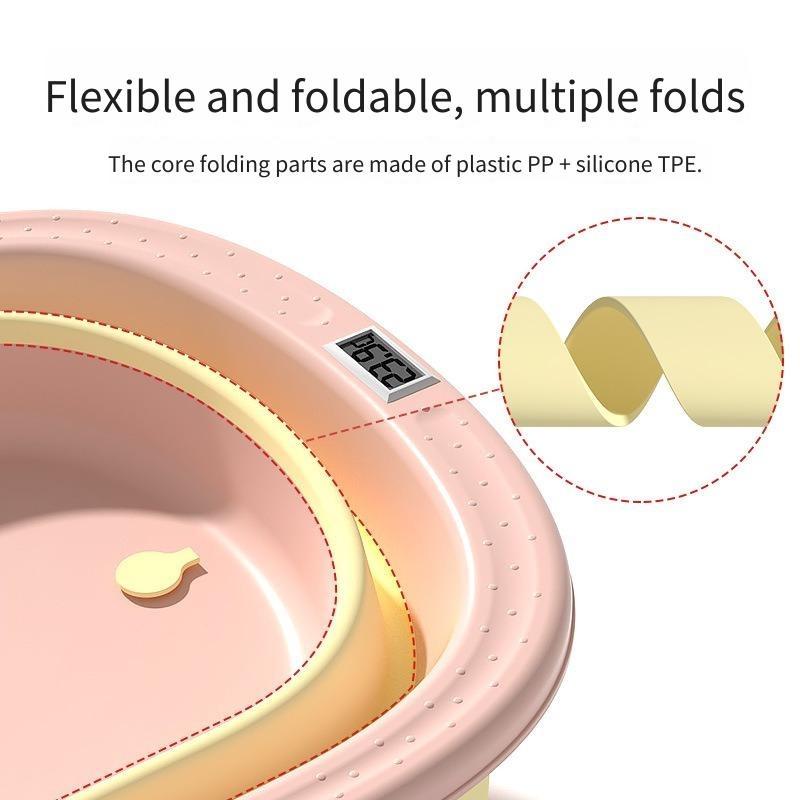 Таз для купания малыша Ванночка для ребенка Складная с датчиком температуры Сидя и лежа Большой размер Ведро для купания новорожденного