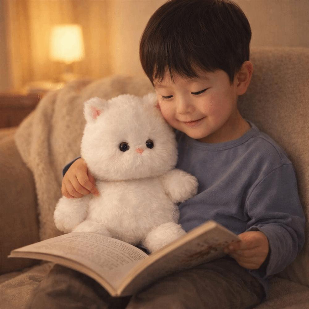 Chubby Shape White Cat Plush Toy Soft Toys Cat Doll Ideal Gift Stuffed Animal Home Decor