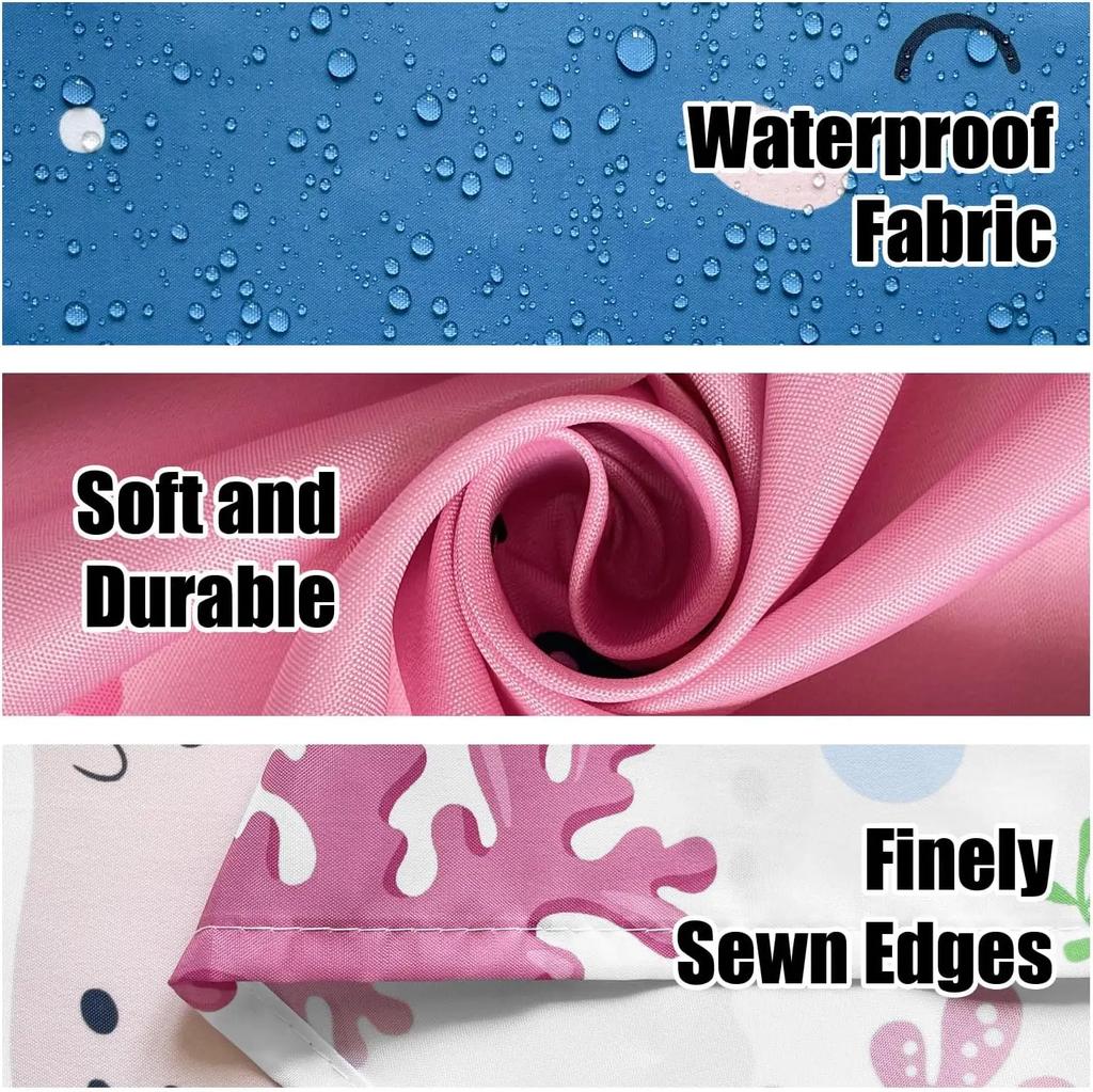 Kids Funny Ocean Shower Curtain, Cute Cartoon Watercolor Colorful Underwater Whale Boys and Girls Bathroom Decor Curtains