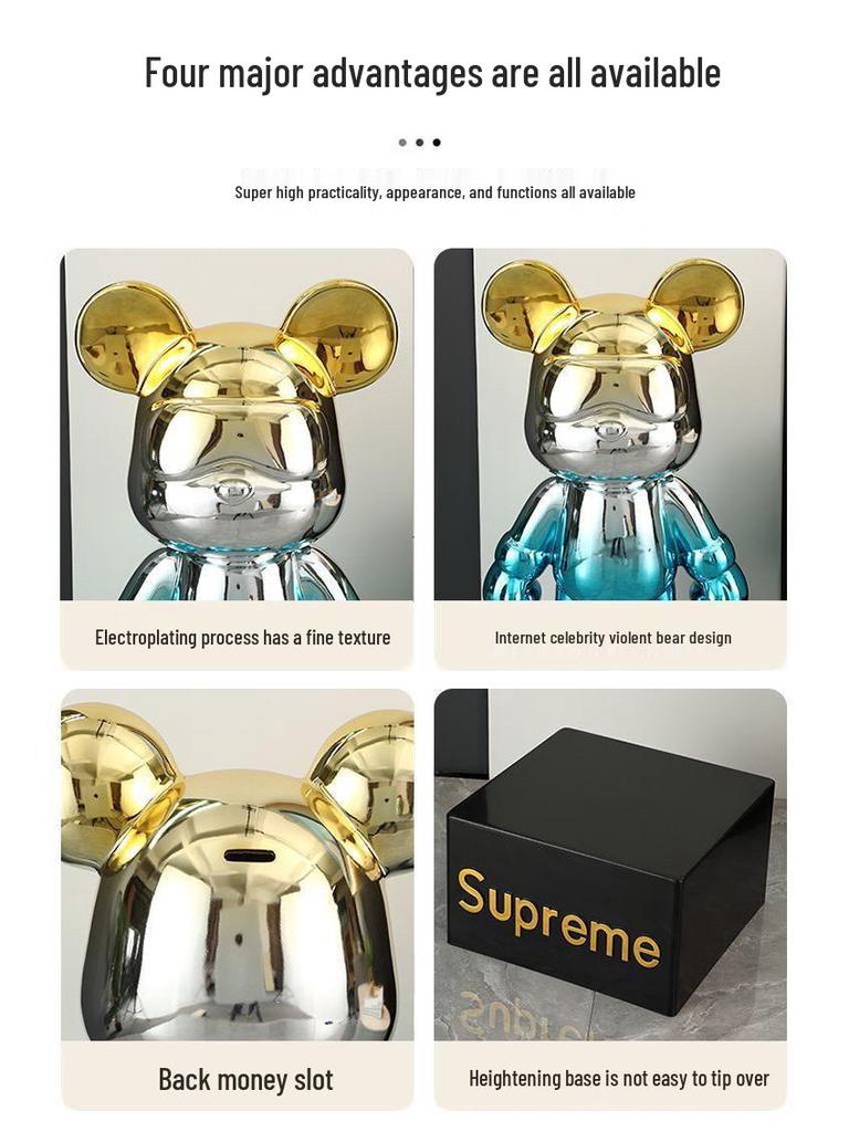 Гальванизированная крутая копилка-медведь, украшение для гостиной, для ТВ-тумбы