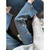 French retro side-breasted jeans women's summer thin high-waisted thin straight loose design niche trousers