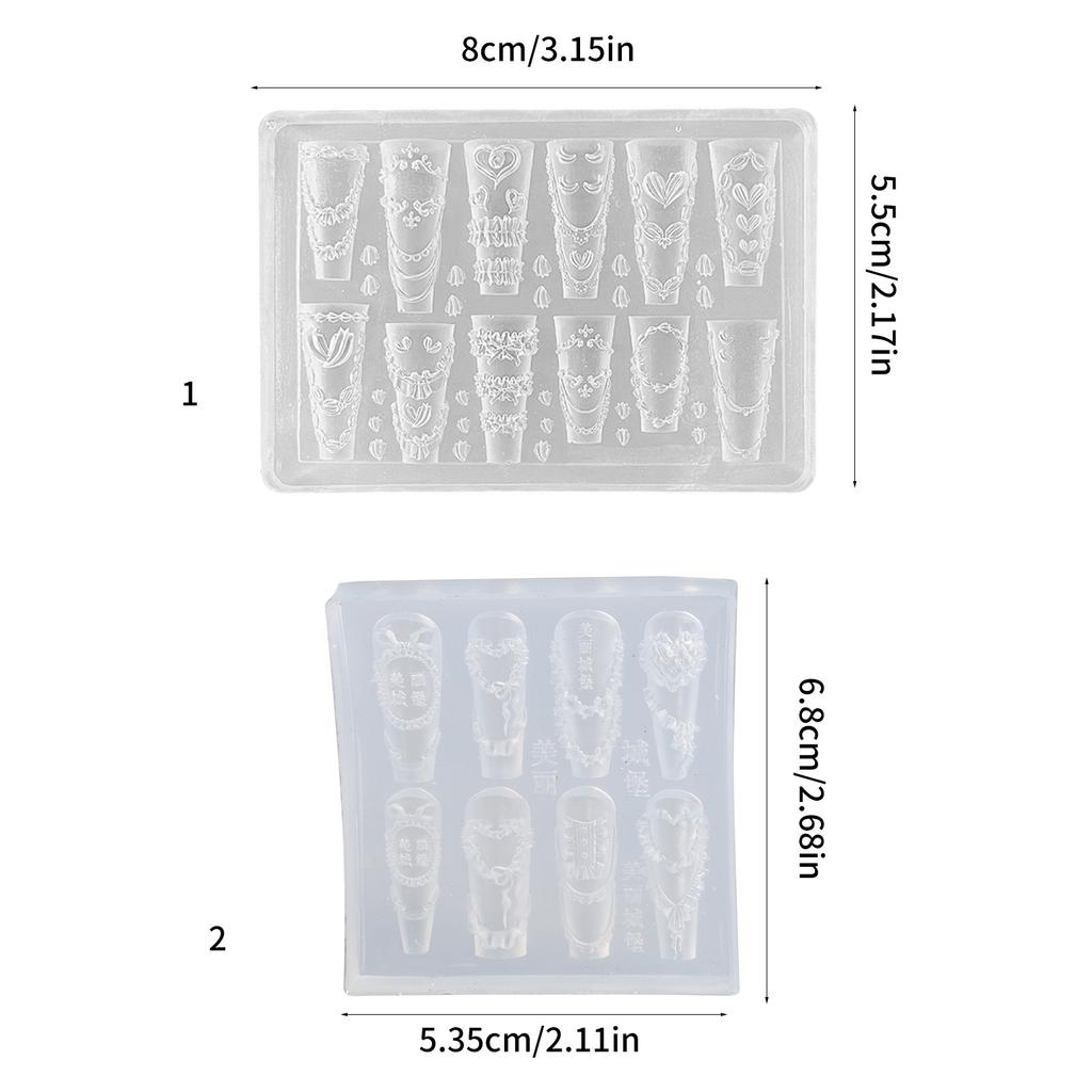 Пищевой силиконовый молд для нейл-арта с резным цветочным дизайном для изделий из смолы, легко извлекаемый, DIY аксессуары