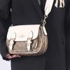 Coach Lucy 22 Double Buckle Flap Cycling Cambridge Canvas And Pebble Leather Messenger Bag Women bags White Khaki C6781-IMDJ8
