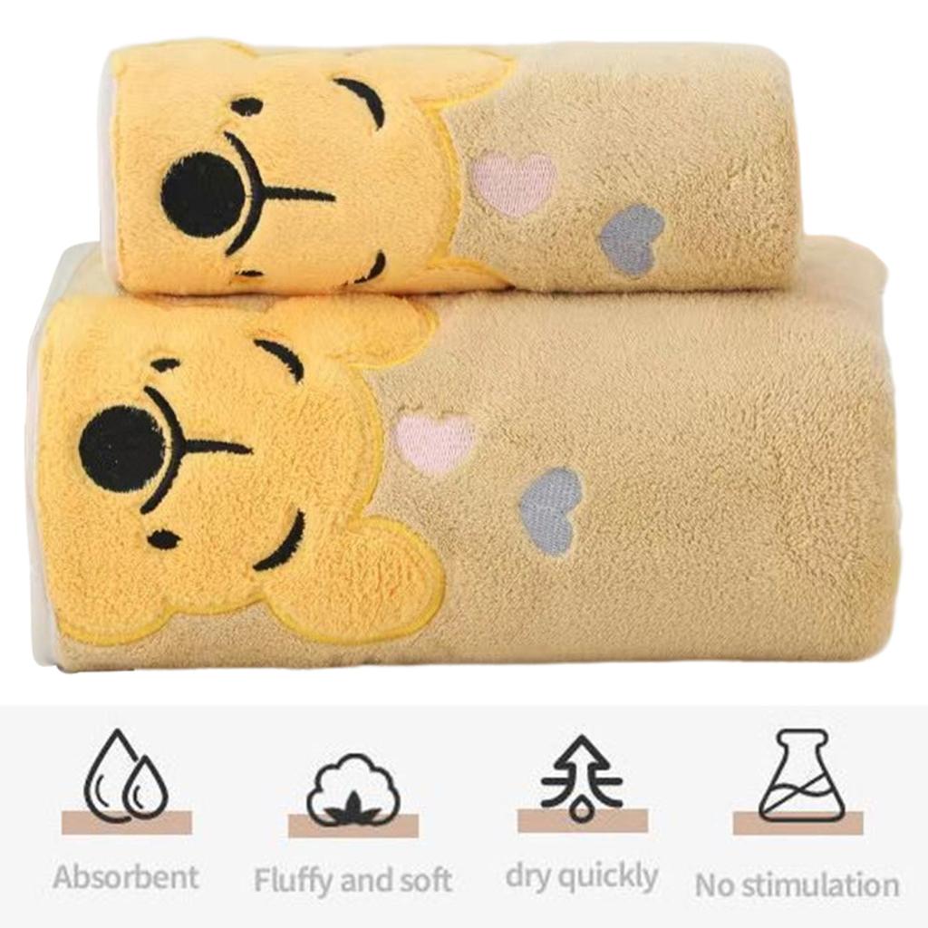 2 шт./компл. детское коралловое флисовое полотенце с рисунком медведя, утолщенное мягкое водопоглощающее быстросохнущее прямоугольное полотенце для душа, банное полотенце, комплект мочалок