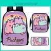 Детский рюкзак Pusheen Cat из ткани Оксфорд, дышащий, прочный, легкий, школьная сумка для учеников начальной школы