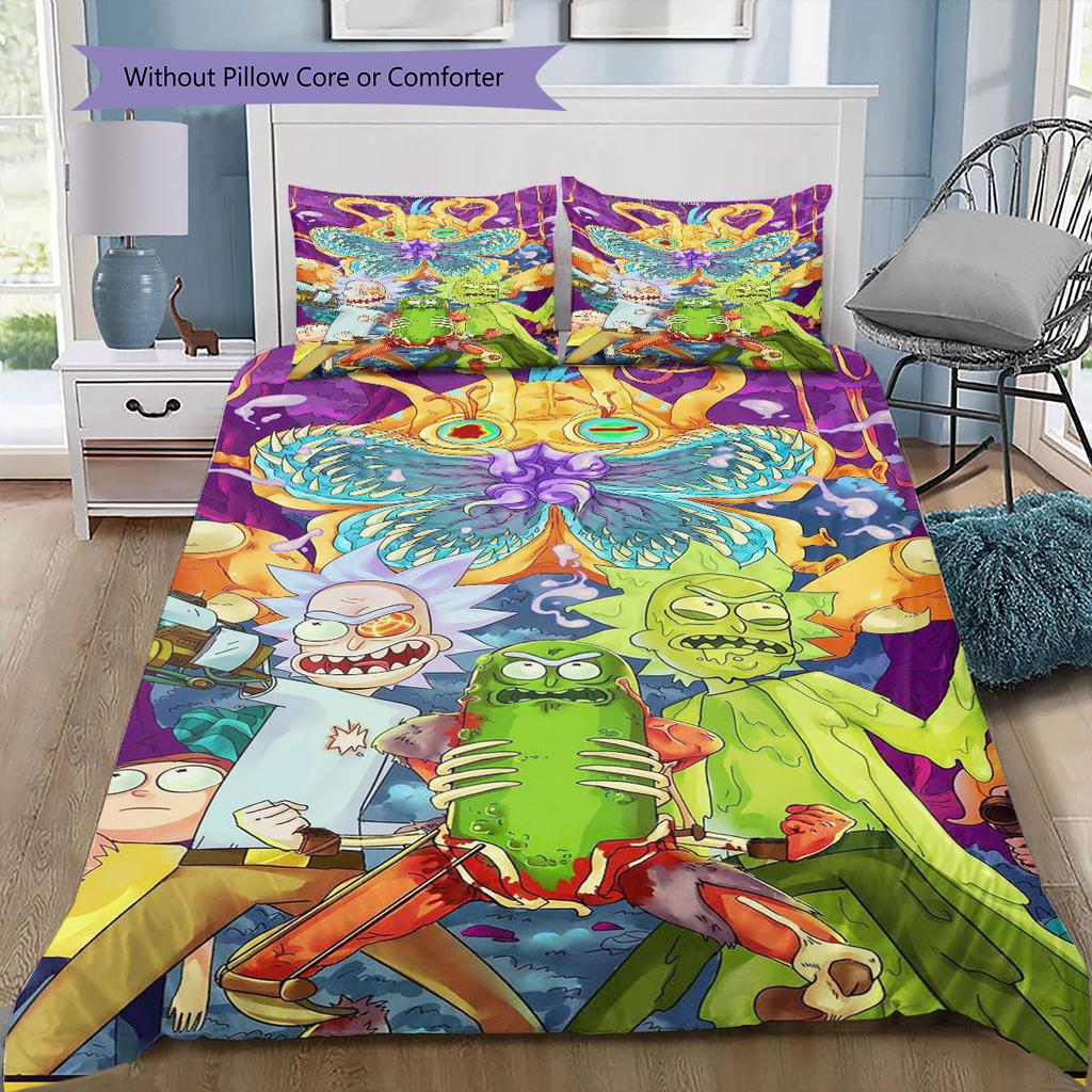 Super soft Ricky and Morty 3-piece bedding set - 1 duvet cover, 2 pillowcases, skin-friendly and comfortable(Without Core)