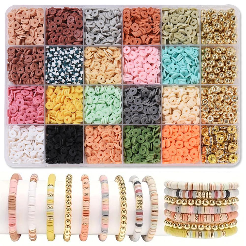 Набор для изготовления браслета из 24-сетчатой глины и рисовых бусин: Бусины 3 мм в 23 цветах для самодельных украшений