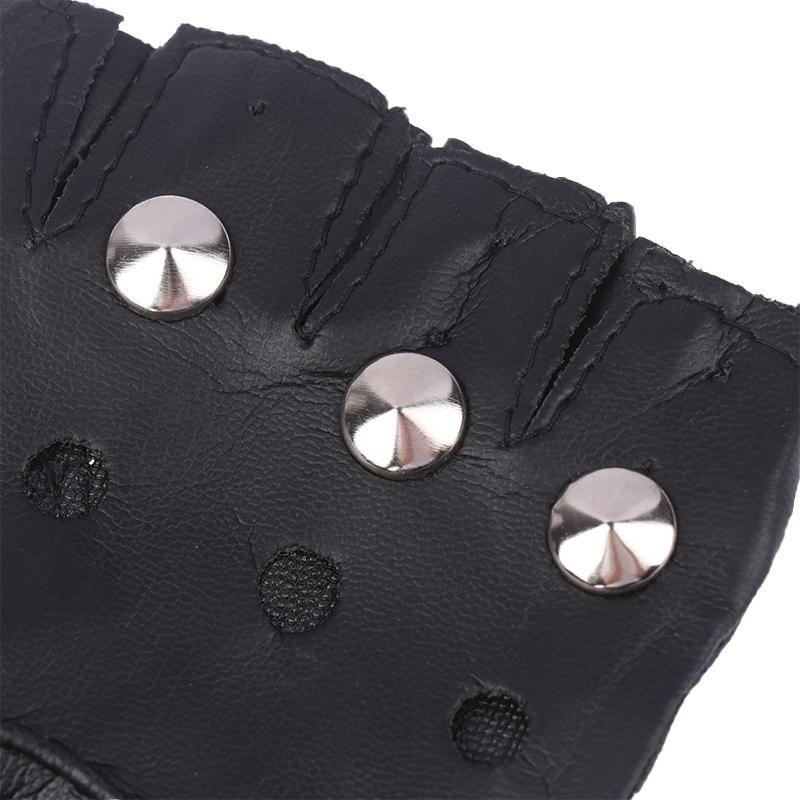 1 Pair Unisex Black Pu Leather Fingerless Gloves Female Half Finger Driving Women Men Sports Guantes Motor Punk Gloves