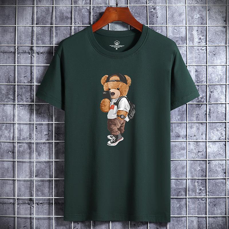 QICED Летняя футболка с короткими рукавами, мужская футболка с круглым вырезом и трендовым низом