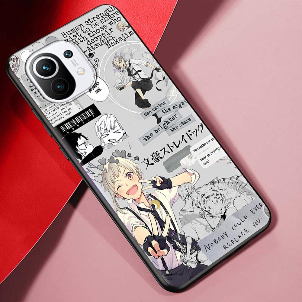 Japan Anime Bungou Stray Dogs Case for Xiaomi Mi 11 Ultra 11T 10T 9T Pro Note 10 A2 9 8 Lite A3 CC9E 10S Black Soft Phone Cover