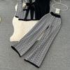 Осень Зима Винтаж Бренд Дизайнерский Принт Вязаный Свитер Брюки Комплект Из 3 Частей Женский Спортивный Костюм Кардиганы С Длинными Рукавами Жилет До щиколотки Брюки Наряды
