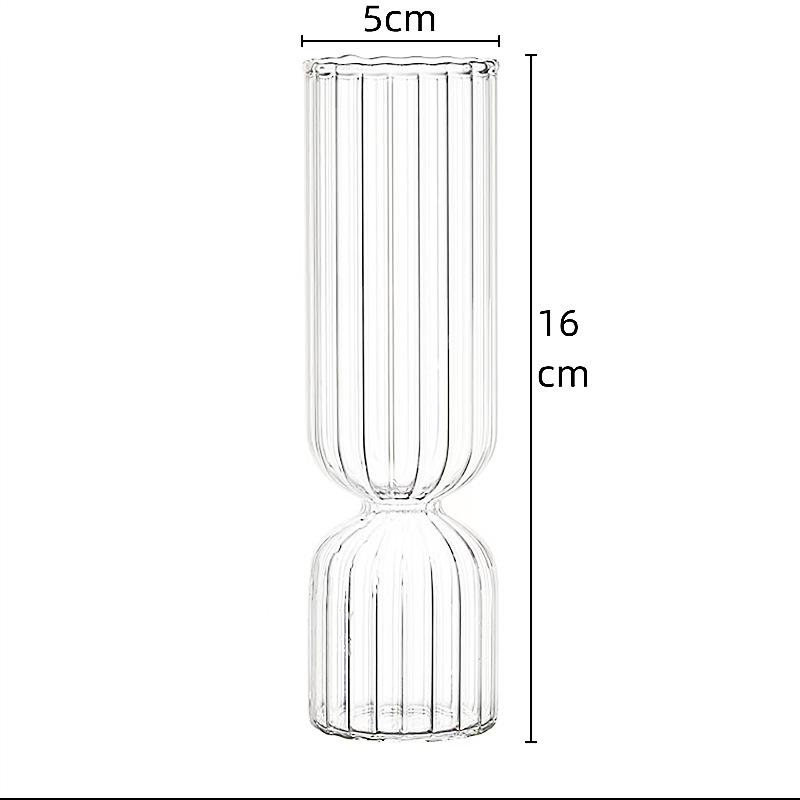 Nordic Handmade Striped Glass Vase for Mini Flower Arrangements – Transparent Ornament for Living Room Decor