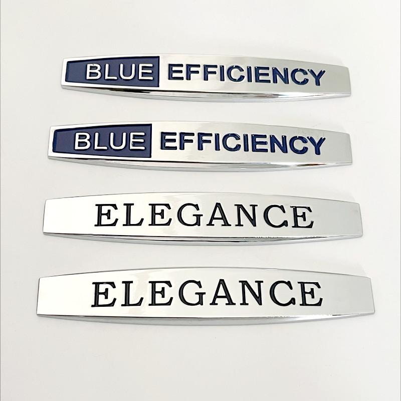 1Pair 3D Metal Car Front Side Fender Emblem Badge Decal Accessories For Blue Efficiency  W204 C200 E200 Elegance Sticker
