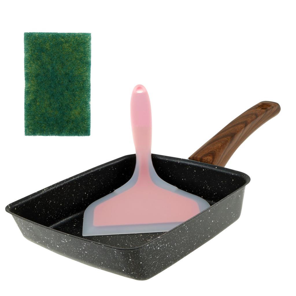 Rectangle Tamagoyaki Pan Iron Nonstick Japanese Omelette Pan With Spatula Sponge Multifunctional Egg Roll Pan for Kitchen