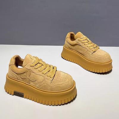 Туфли-маффины из кожи на толстой подошве для женщин, для мужчин небольшого роста, увеличивают рост на 6 см, маленькие белые туфли 2024 года, новые осенние универсальные повседневные и легкие