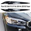 2 шт. Накладки-реснички на фары автомобиля для X5 X6 F15 F16 2014-2018 Глянцевый черный ABS Карбон