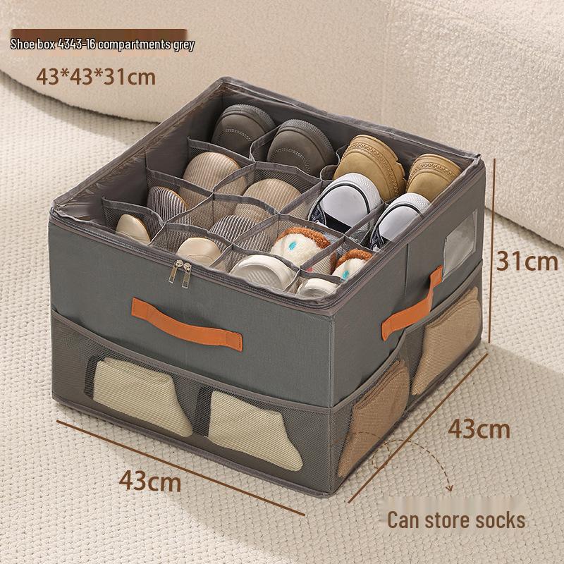 Foldable Shoe Storage Box with Lid & Dividers - Multifunctional Organizer for Clothes & Sundries