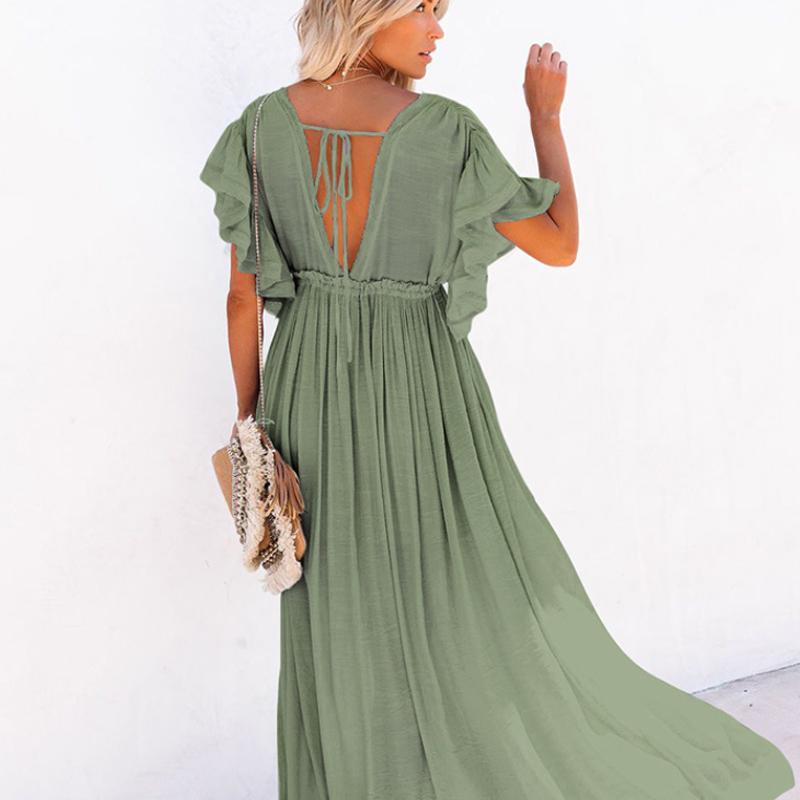 Женская однотонная пляжная накидка, длинное платье, рубашка от солнца, летняя одежда для отдыха на море