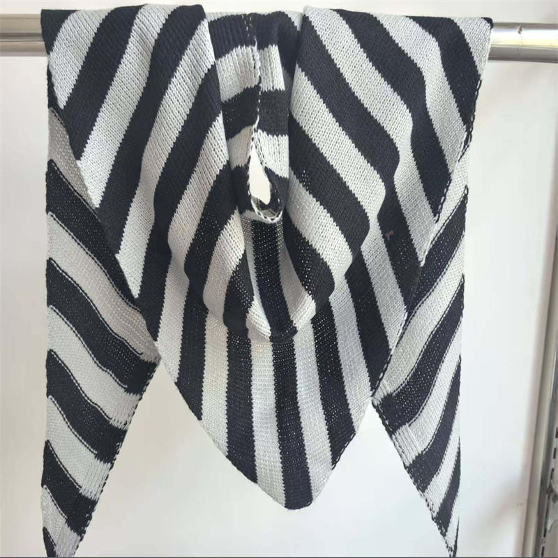 New Women Wool Scarf Shawl Winter Warm Soft Knitted Striped Triangle Fashion Brand Bandana Lady Wool Scarves