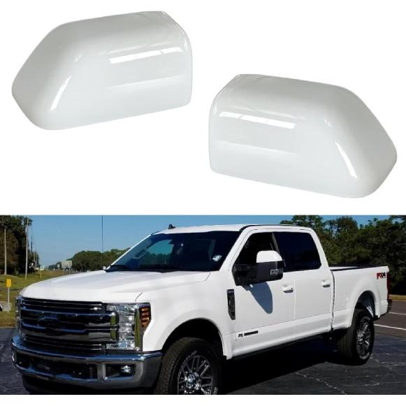 Oxford White Mirror Cover Caps For 2008-2024 Ford F250 F350 F450, Super Duty Towing Truck Accessories (17-22 Super Duty Oxford White)